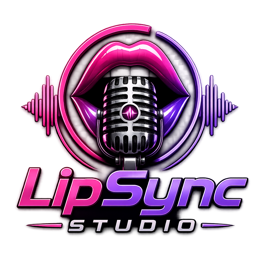 LipSync Studio neon lips and microphone logo